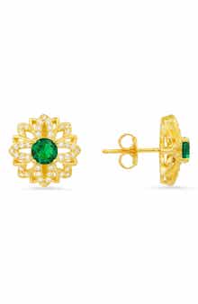 Sterling Silver Sapphire CZ Stud Earrings