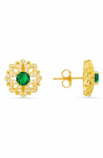 Sterling Silver Sapphire CZ Stud Earrings