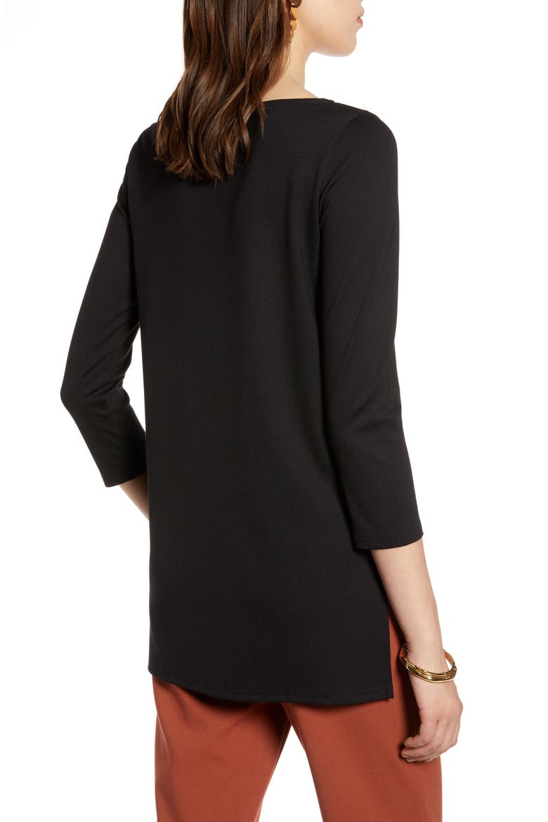 Boat Neck Ponte Knit Tunic, Alternate, color, BLACK