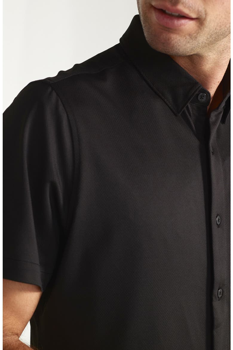 Owen Solid Short Sleeve Performance Button-Up Shirt, Alternate, color, BLACK