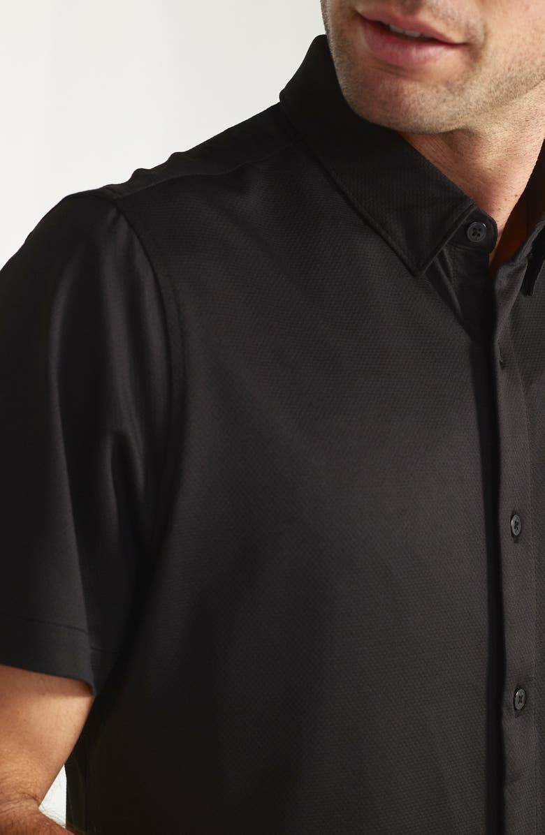7 Diamonds Owen Solid Short Sleeve Performance Button-Up Shirt, Alternate, color, Black