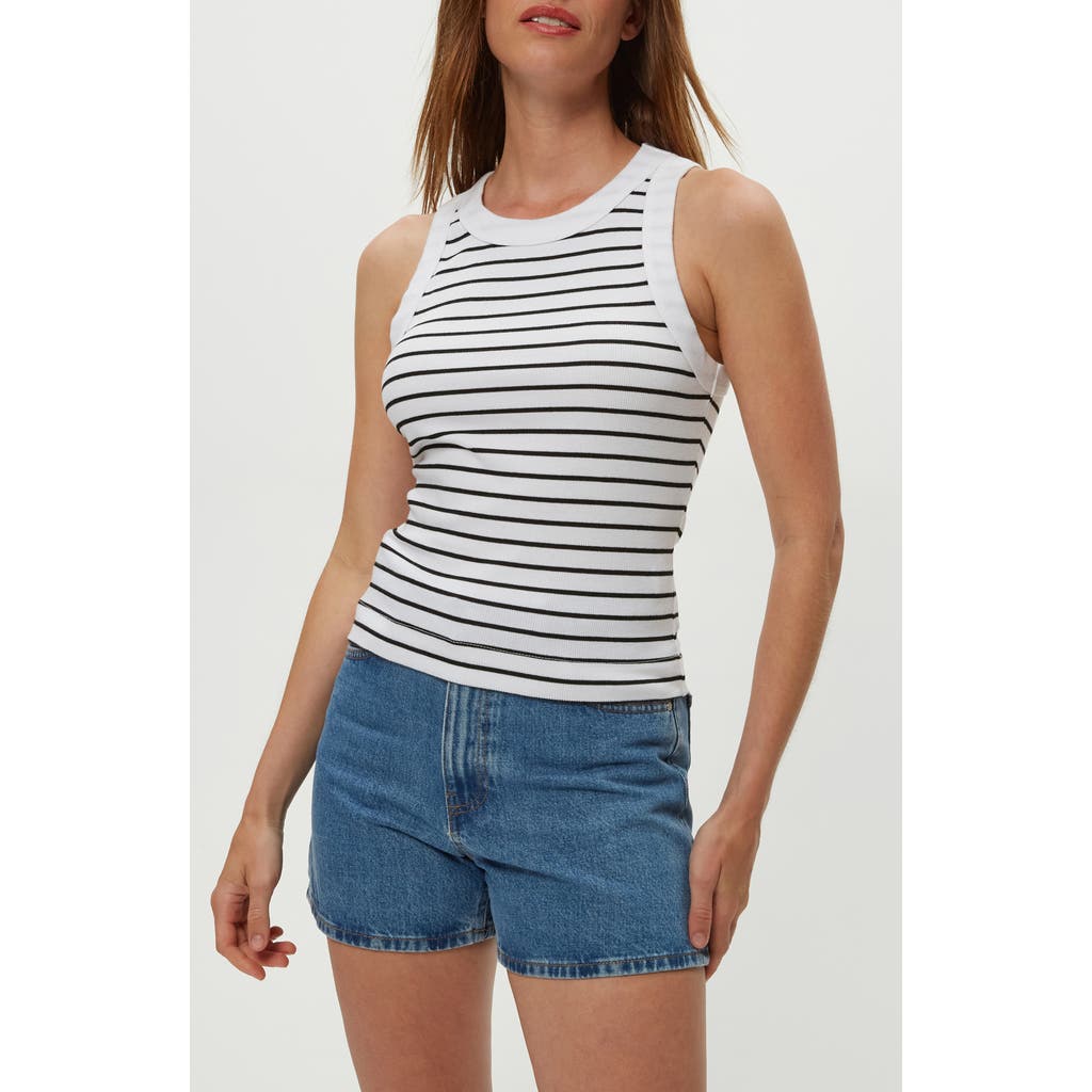 Michael Stars Gina Striped Ribbed Crop Tank In Multi