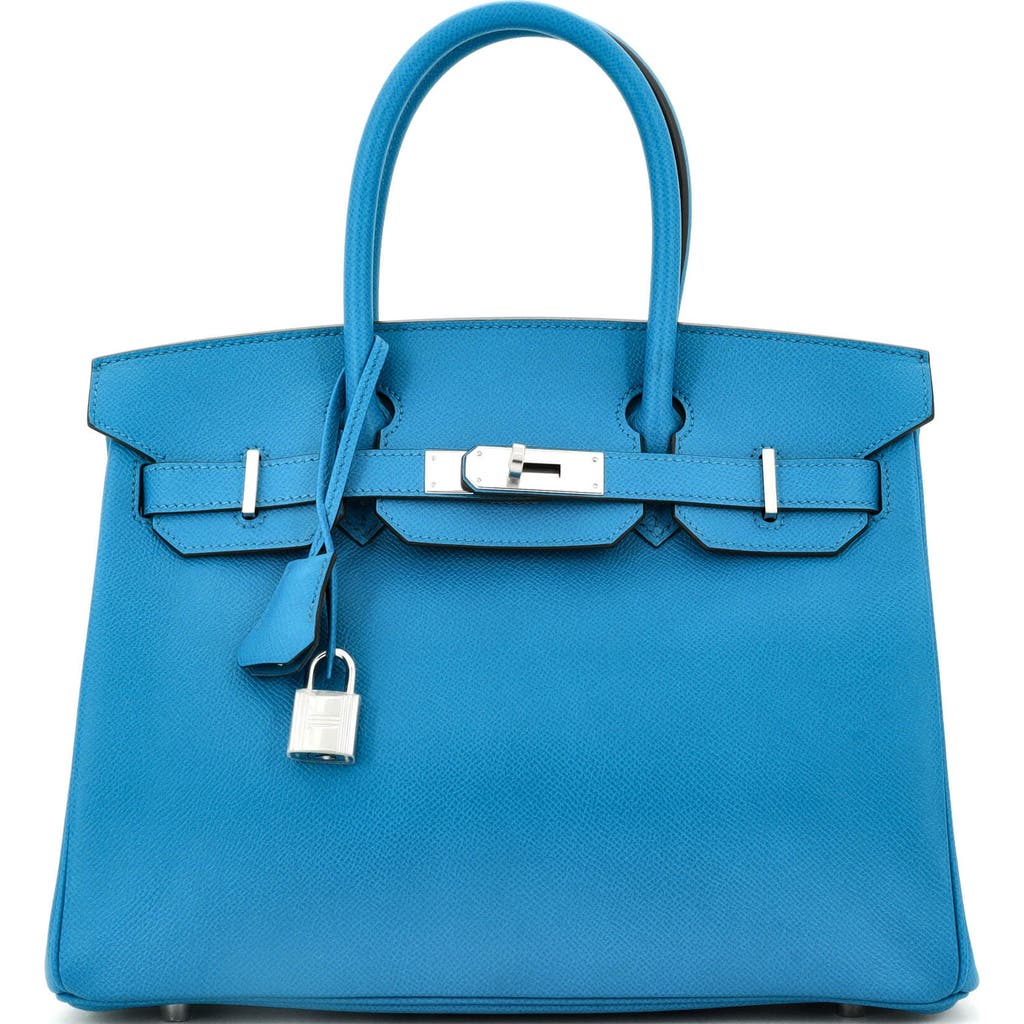 Pre-owned Hermes Hermes Birkin Handbag Blue Epsom With Palladium Hardware 30 In Blue