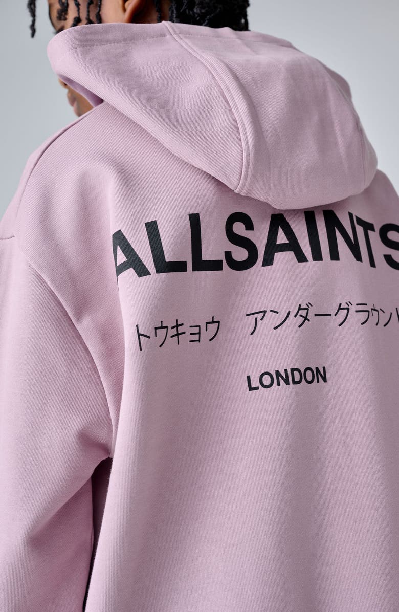 smALLSAINTS by ALLSAINTS Kids' Oversize Underground Logo Cotton Hoodie, Alternate, color, Purple