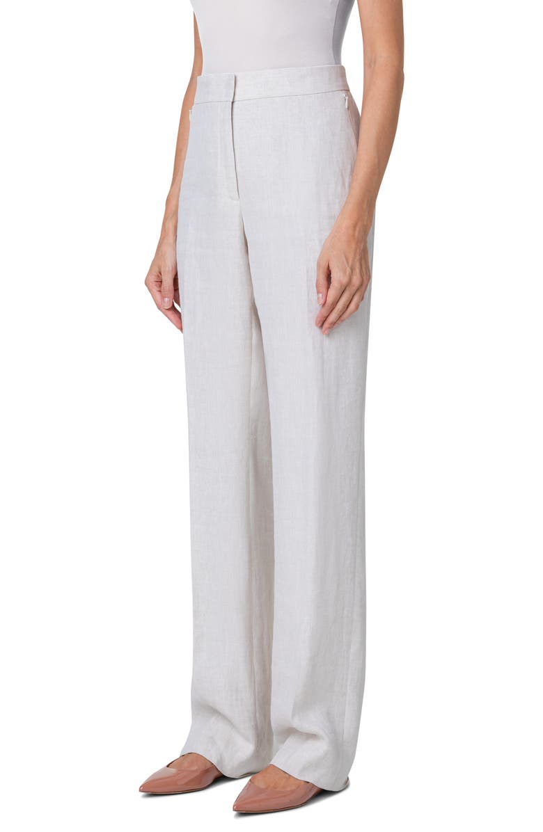 Akris Carl High Waist Linen Herringbone Pants, Alternate, color,
