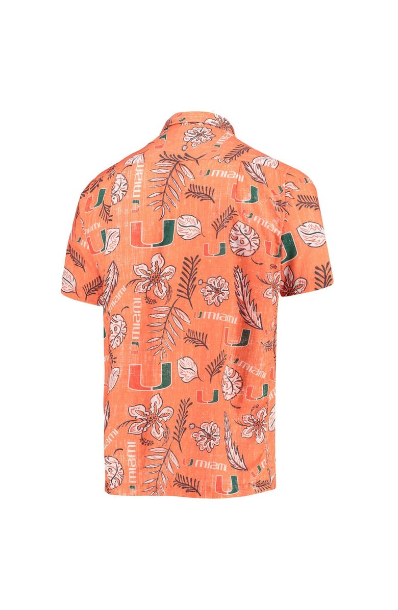 Wes & Willy Men's Wes & Willy Orange Miami Hurricanes Vintage Floral Button-Up Shirt, Alternate, color, 