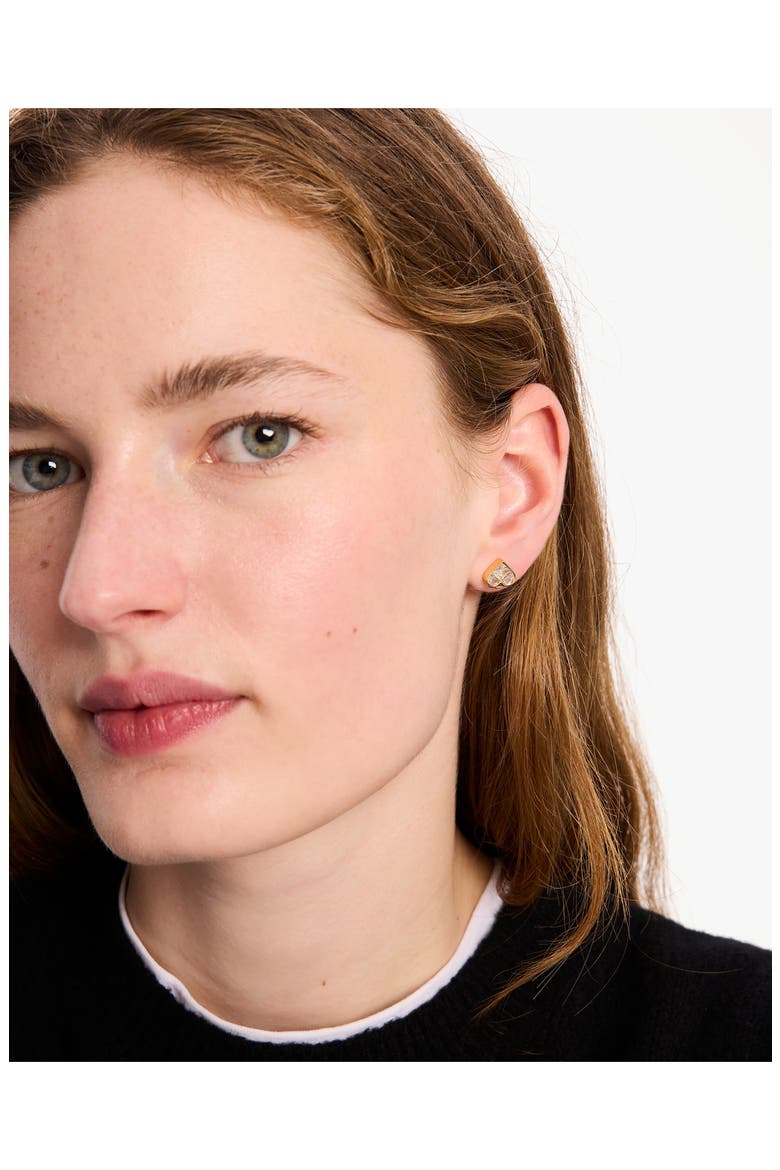 crystal spade stud earrings, Alternate, color, CLEAR/ GOLD