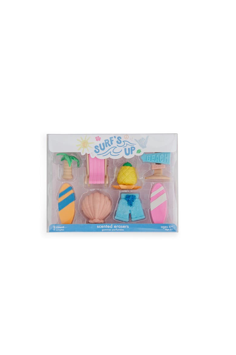 Back to School  Surf's Up Eraser Set, Main, color, Assorted Pre-Pack