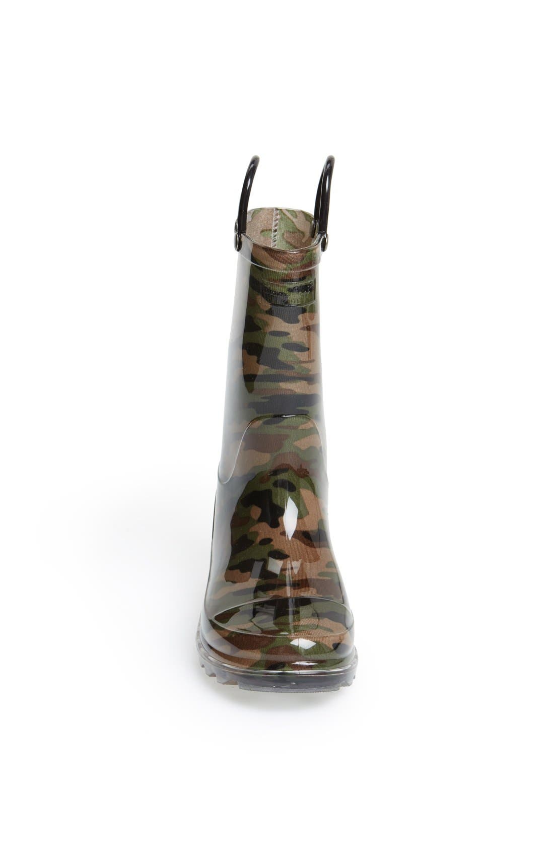 Western Chief Camo Light-Up Waterproof Rain Boot, Alternate, color, Green