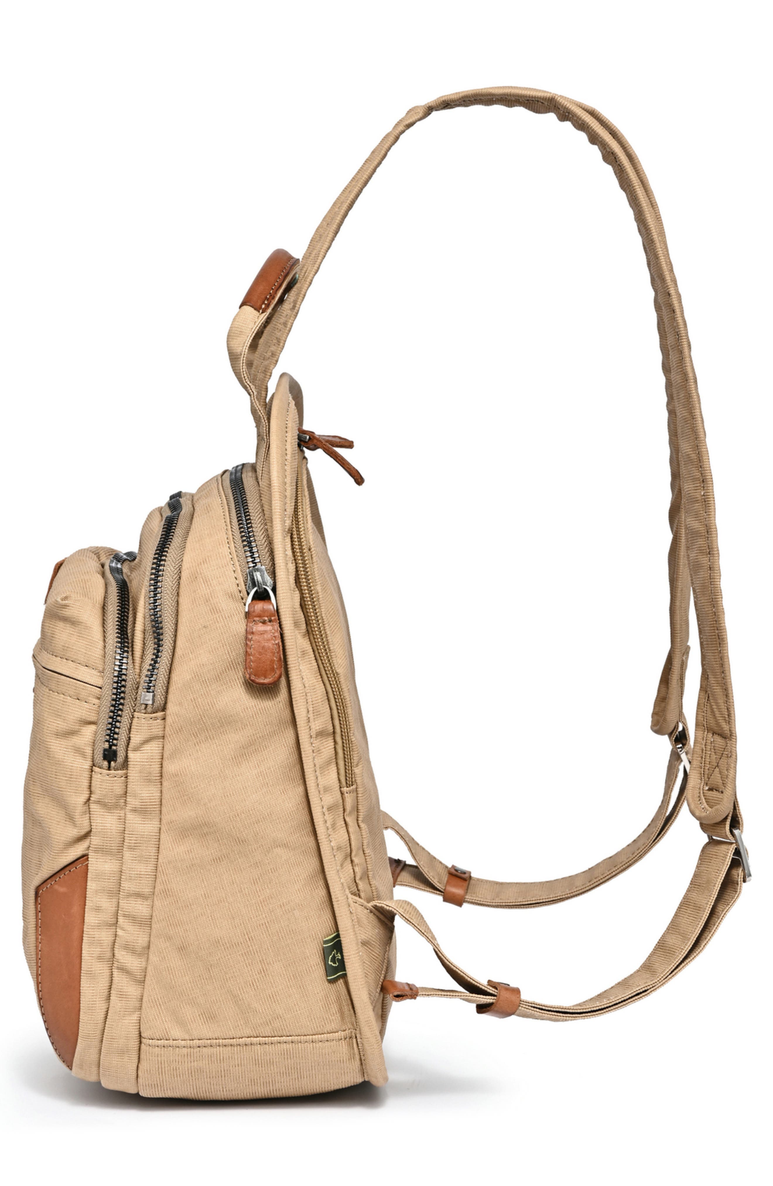 Turtle Cove Canvas Leather Backpack, Alternate, color, BEIGE