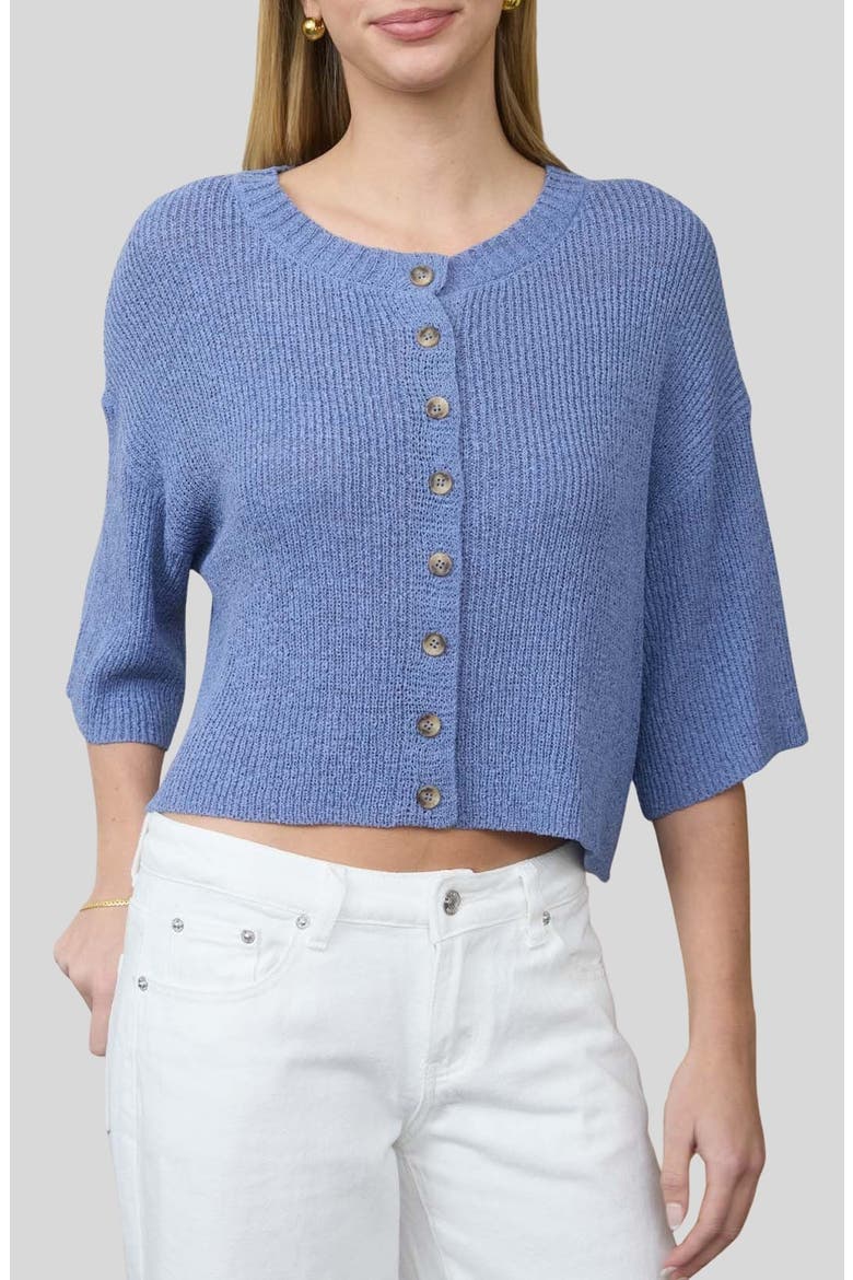Three-Quarter Sleeve Cardigan, Main, color, DUSTY BLUE