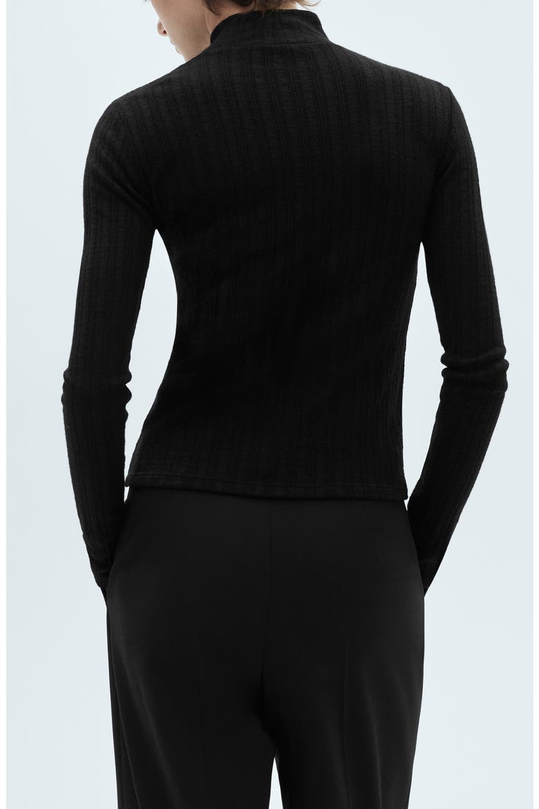 Mock Neck Long Sleeve Rib Top, Alternate, color, BLACK