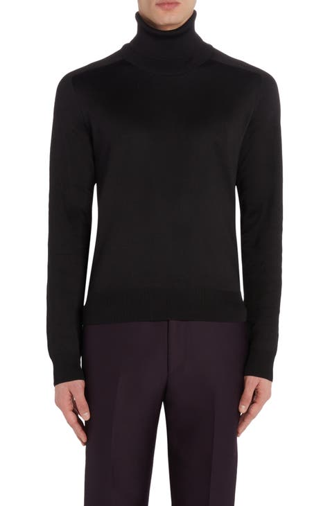 Mens black silk turtleneck best sale