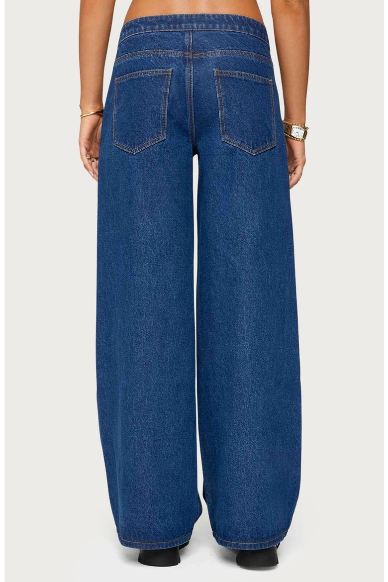 Edie Belted Low Rise Wide Leg Jeans, Alternate, color, BLUE