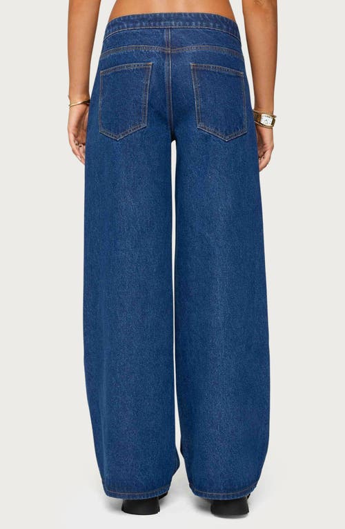 Edikted Edie Belted Low Rise Wide Leg Jeans In Blue