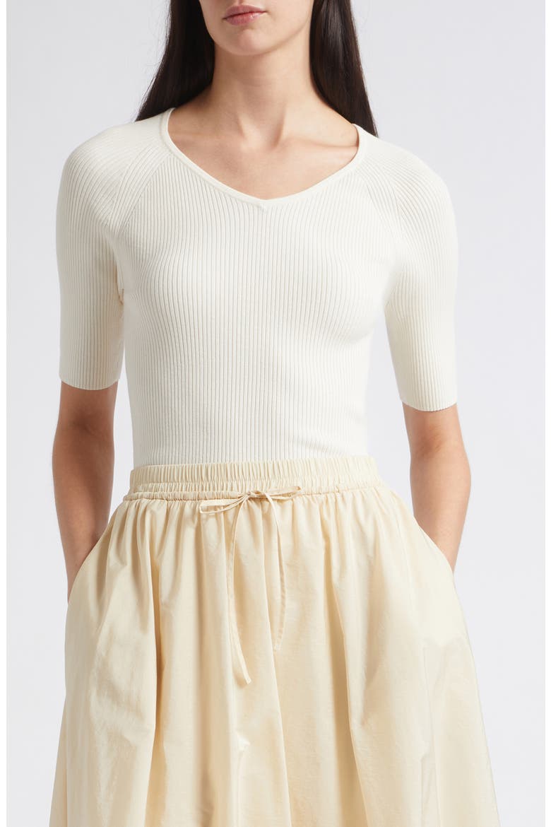 Rib Short Sleeve Sweater, Main, color, ECRU