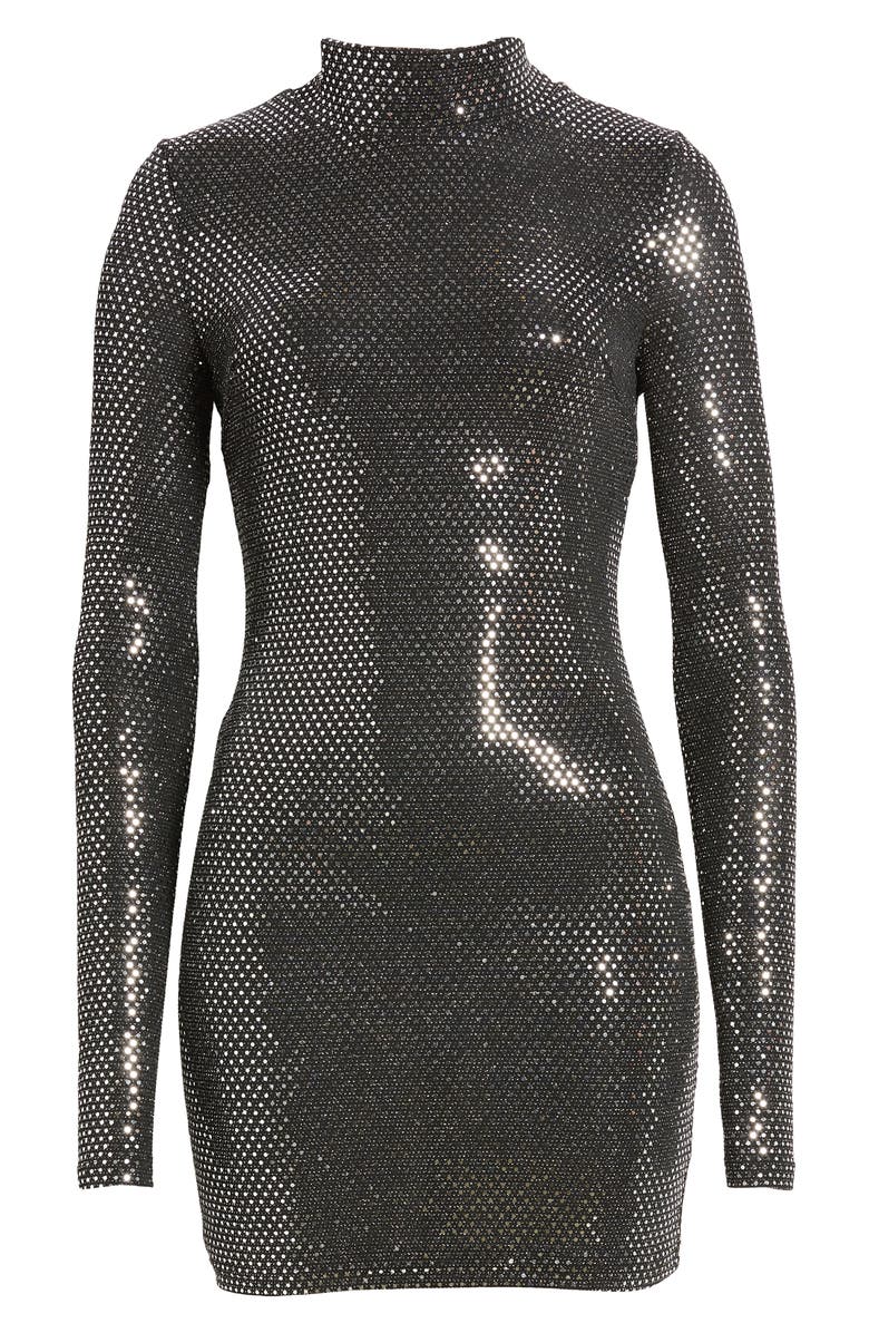 NIKKI LUND Embellished Long Sleeve Minidress, Alternate, color, Silver
