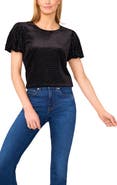CeCe Bubble Sleeve Velvet Top