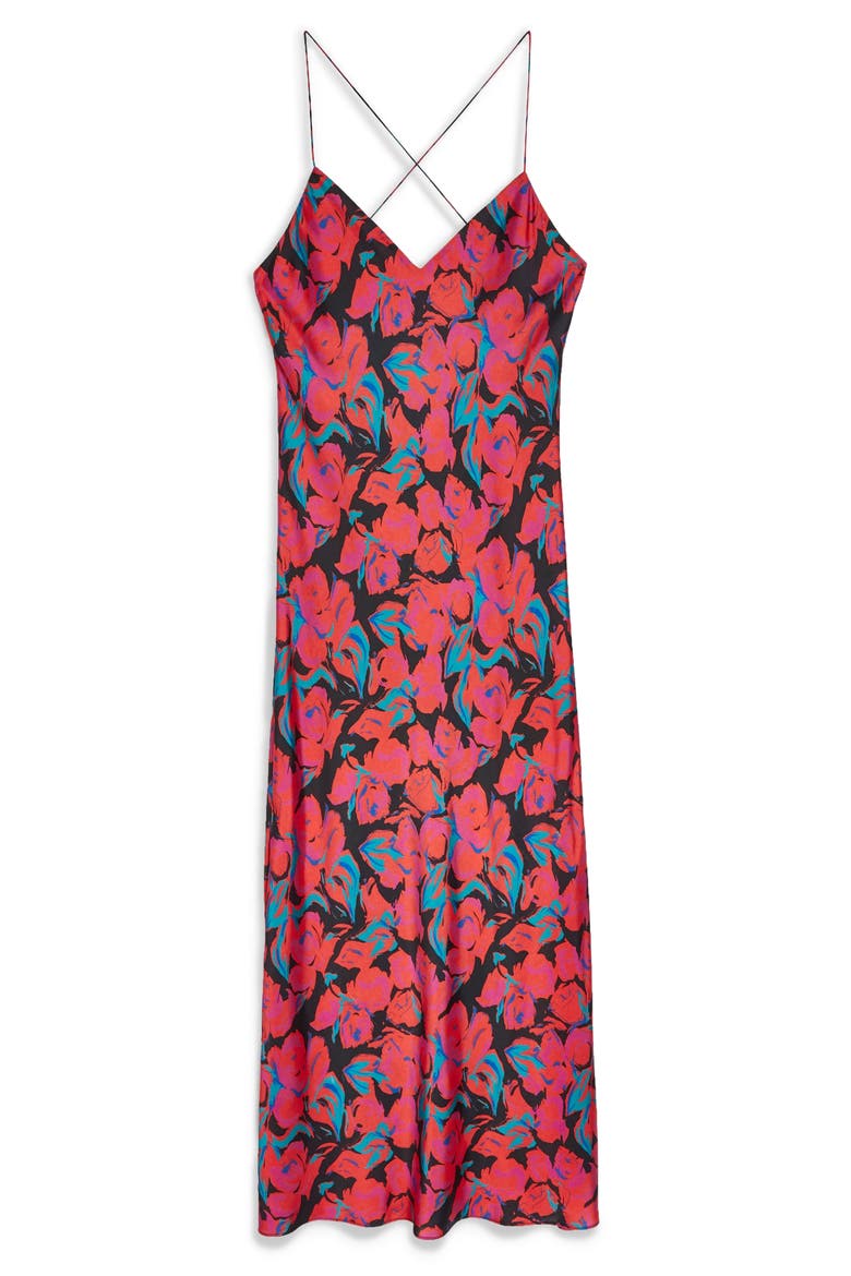 Floral Satin Slipdress, Alternate, color, RED MULTI