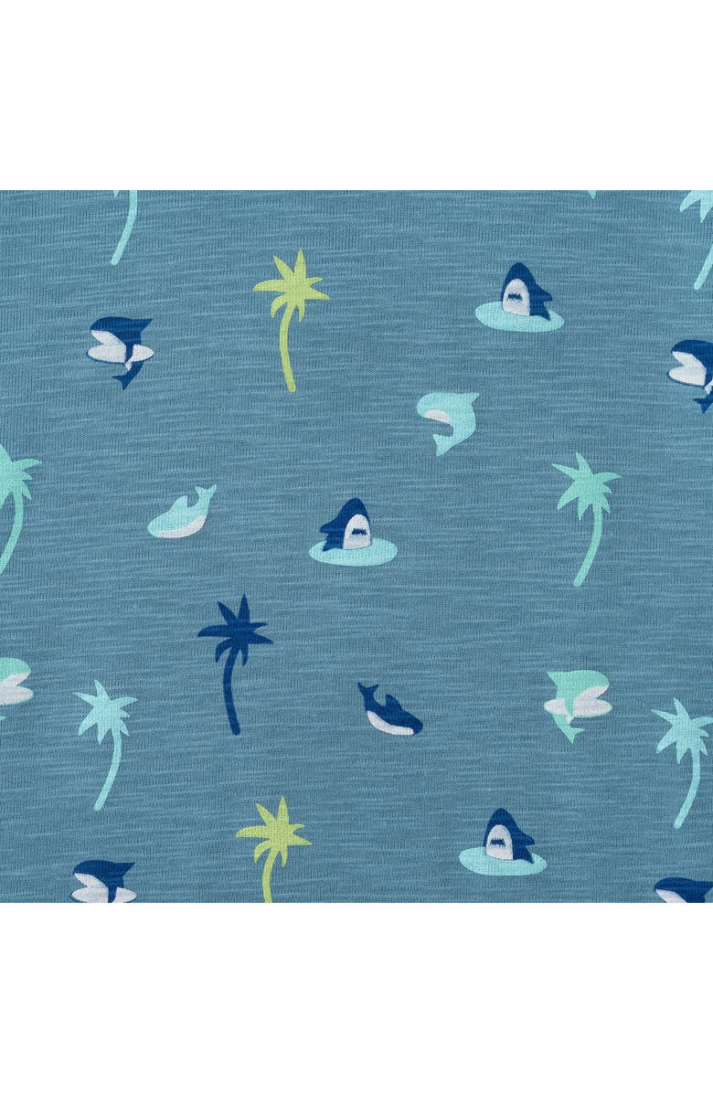 Andy & Evan Kids' Knit Button-Up Shirt & Shorts Set, Alternate, color, Blue Palm