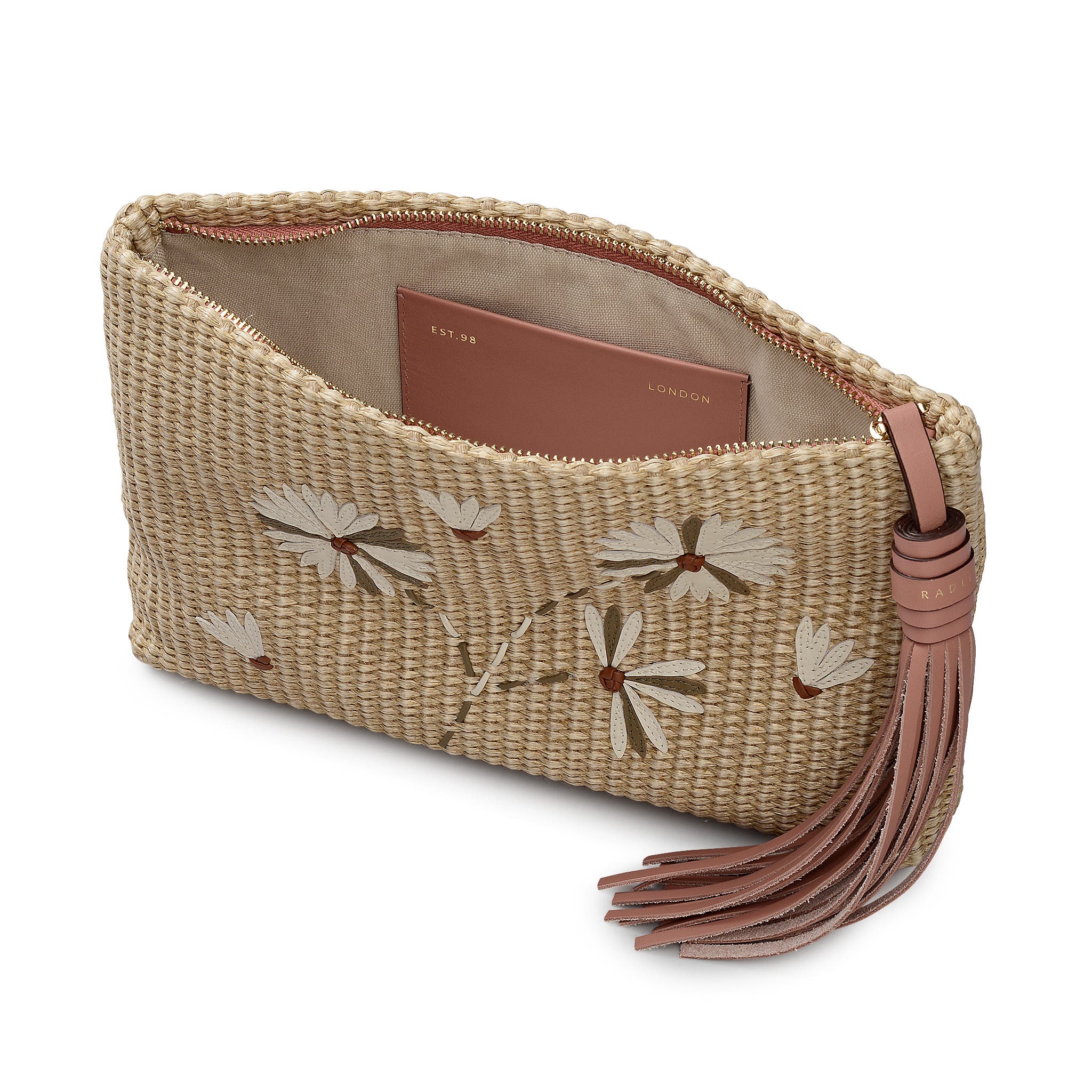 Radley Picton Place - Raffia Medium Ziptop Woven Pouch, Alternate, color, Natural