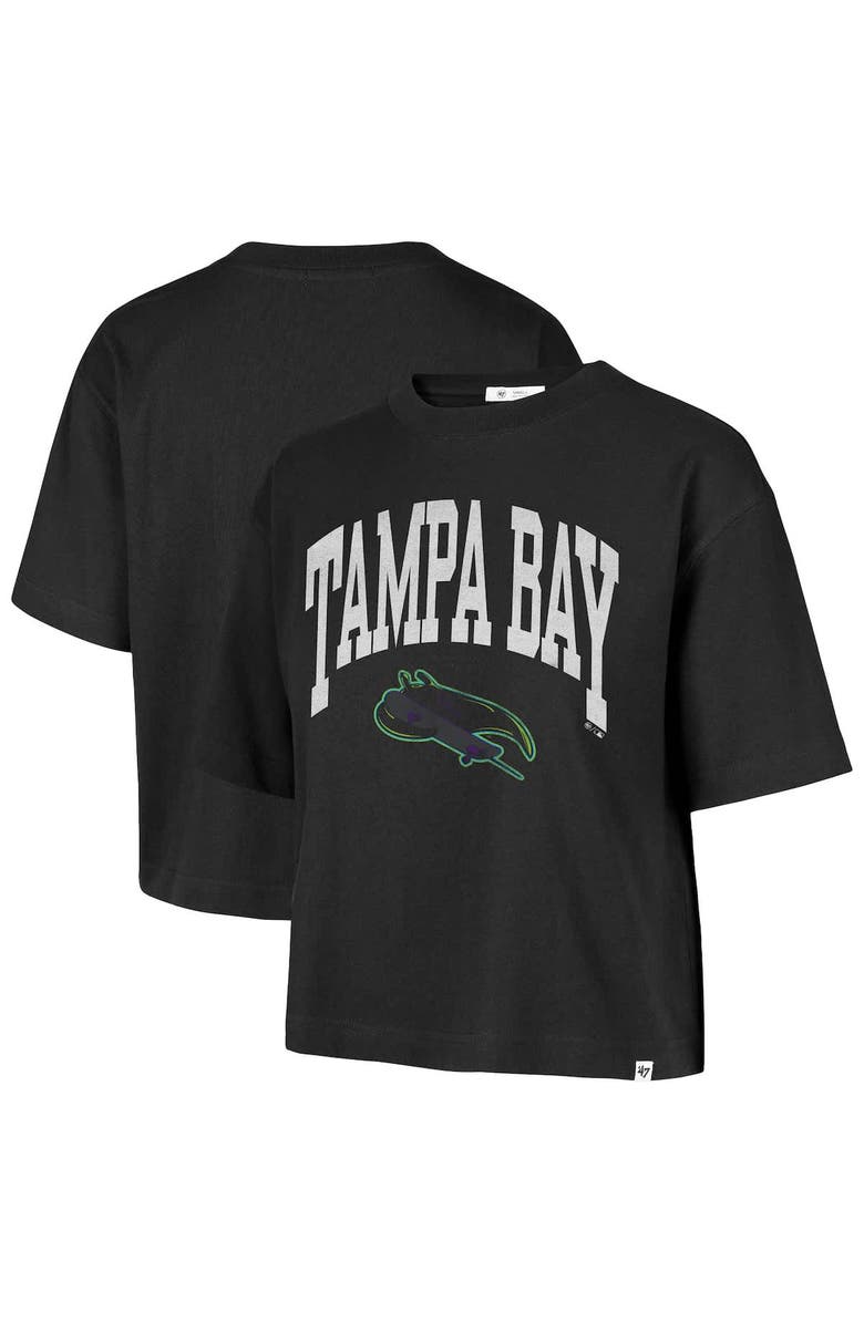 '47 Women's '47  Black Tampa Bay Rays City Connect Shale Drop Shoulder Cropped T-Shirt, Alternate, color, 