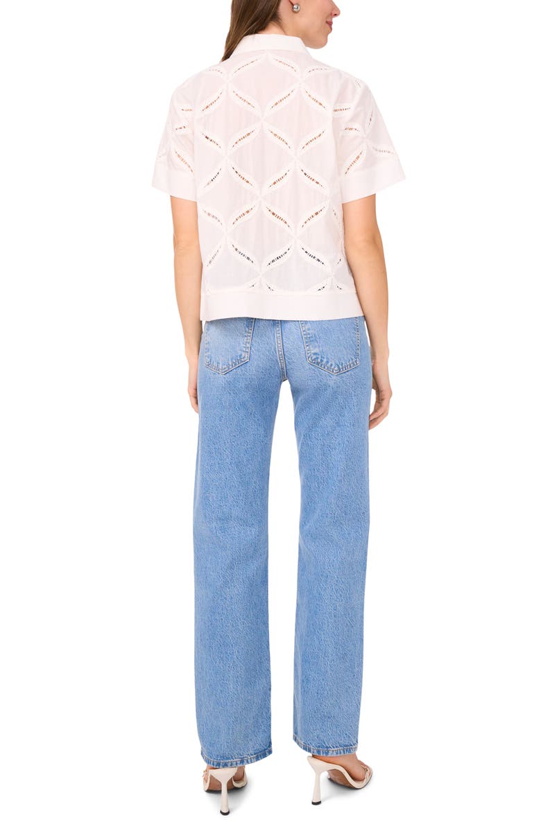 Halogen<sup>®</sup> Ladder Stitch Accent Cotton Button-Up Shirt, Alternate, color, Bright White