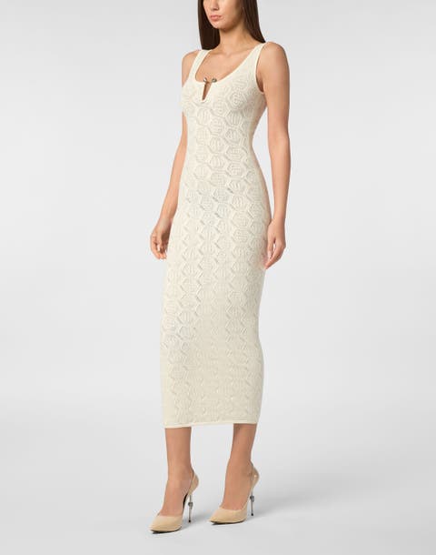 Viscose Long Dress Monogram Women