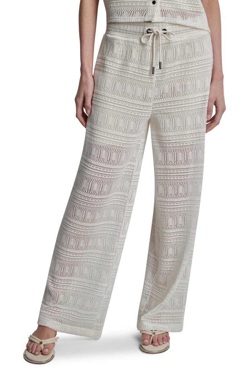 DKNY Open Stitch Drawstring Pants, Main, color, Coconut