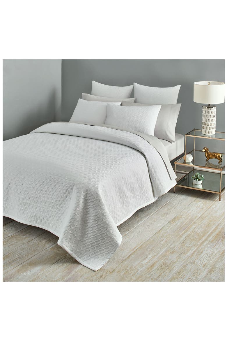 Quilted Scallop Coverlet - Full/Queen, Alternate, color, WHITE