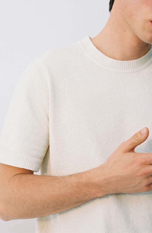 Mango Short Sleeve Cotton Crewneck Sweater In White
