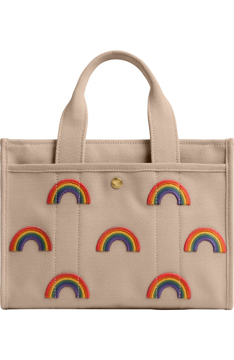 COACH Embroidered Rainbow Cotton Canvas Cargo Tote, Alternate, color, Dark Natural