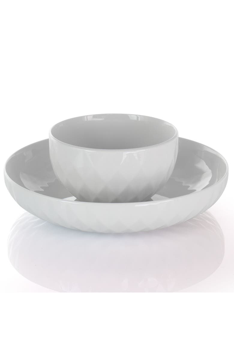 Sienna 18 Piece Porcelain Dinnerware Set, Alternate, color, White