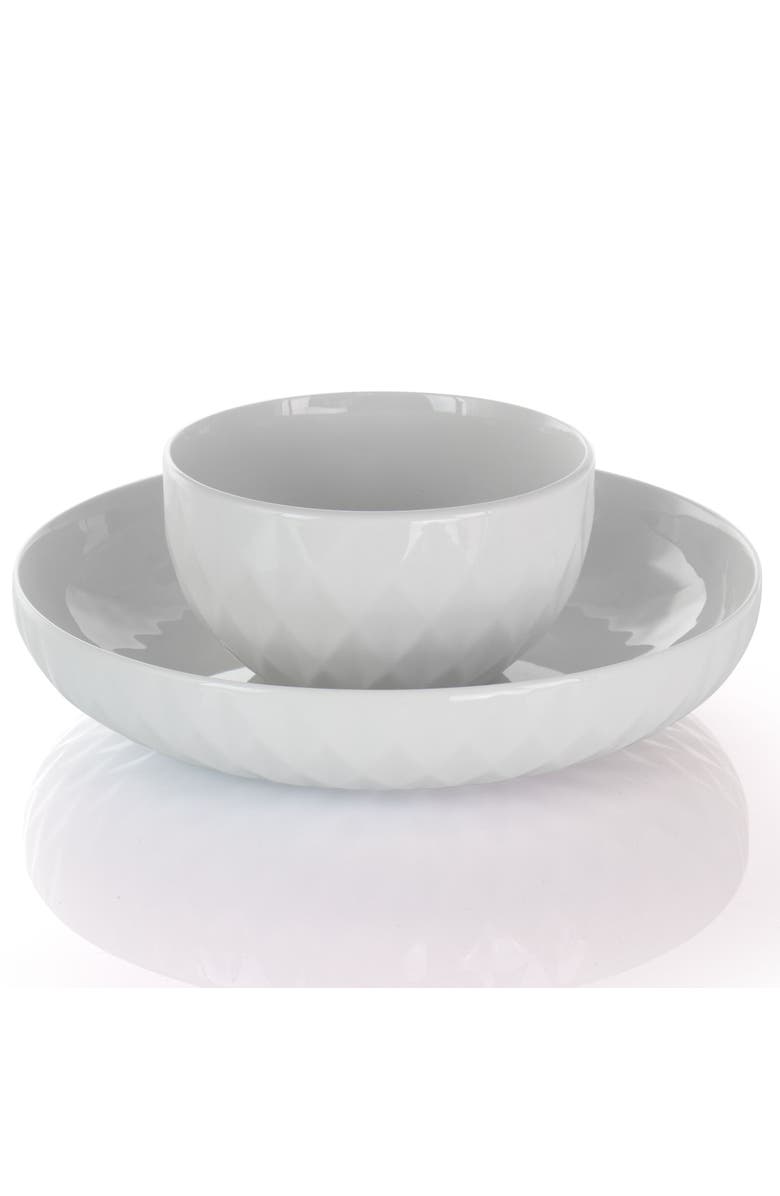 Elama Sienna 18 Piece Porcelain Dinnerware Set, Alternate, color, White