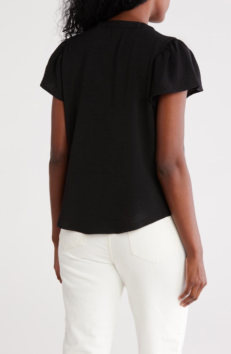 DKNY V-Neck Button-Up Top, Alternate, color, 