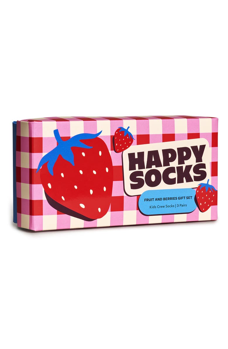 Happy Socks Kids' 3-Pack Fruits & Berries Assorted Socks Set, Alternate, color, 
