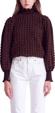 Endless Rose Smocked Turtleneck Top