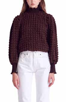 Smocked Turtleneck Top