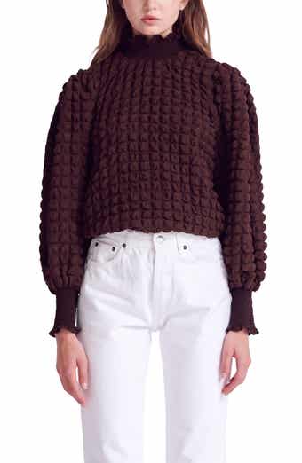 Smocked Turtleneck Top