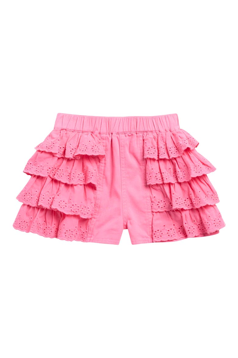 Kids' Eyelet Tiered Shorts, Main, color, PINK