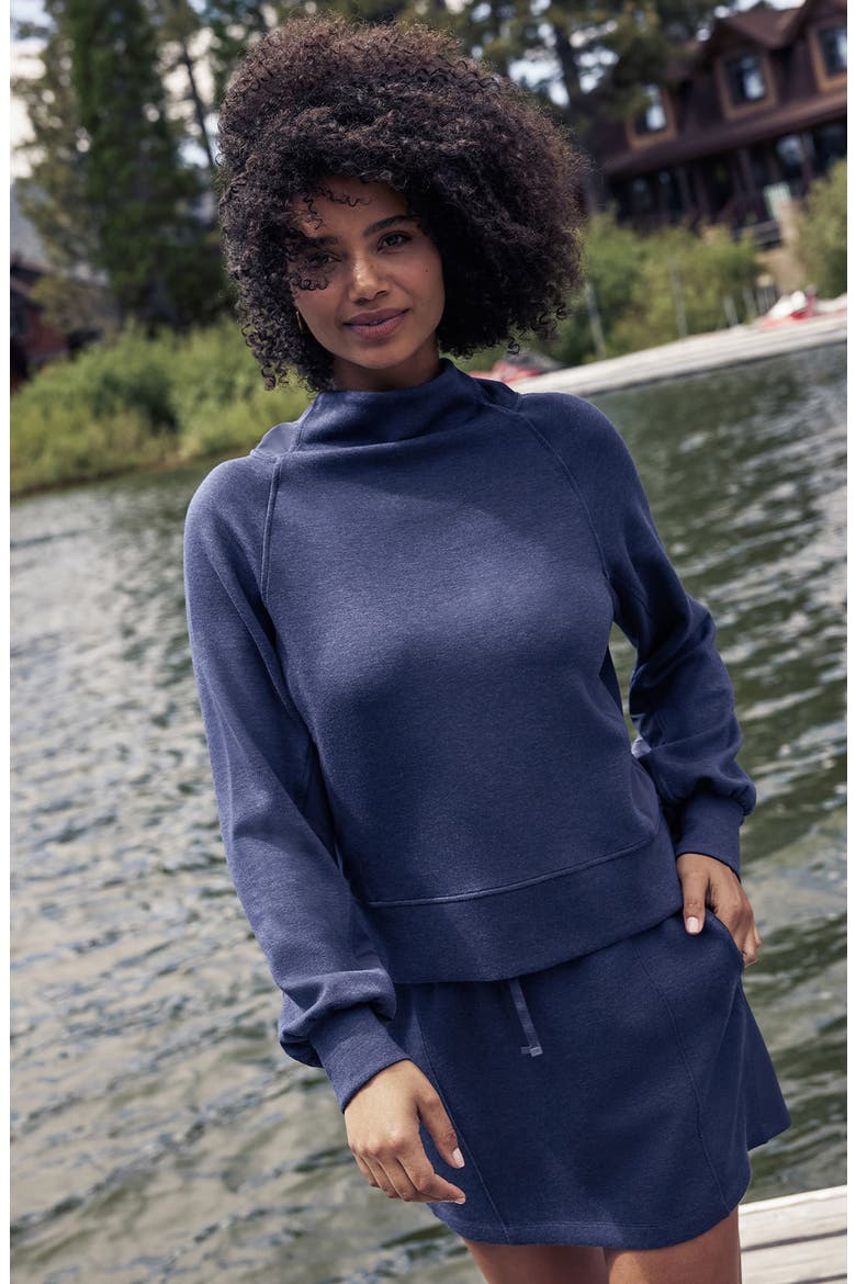 Delightful Funnel Neck Sweatshirt, Alternate, color, HEATHER NAVY BLAZER