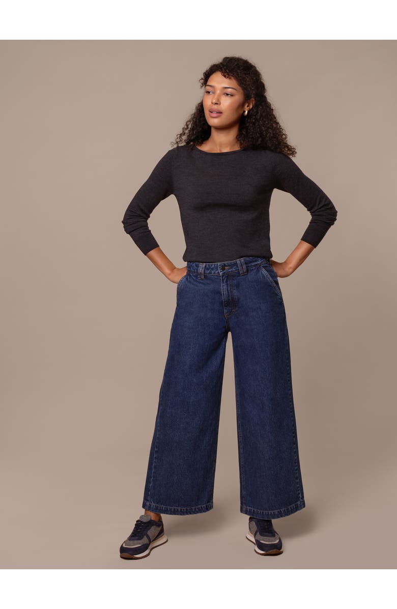 Celtic & Co. Crop Wide Leg Trousers, Alternate, color, Indigo Mid Wash