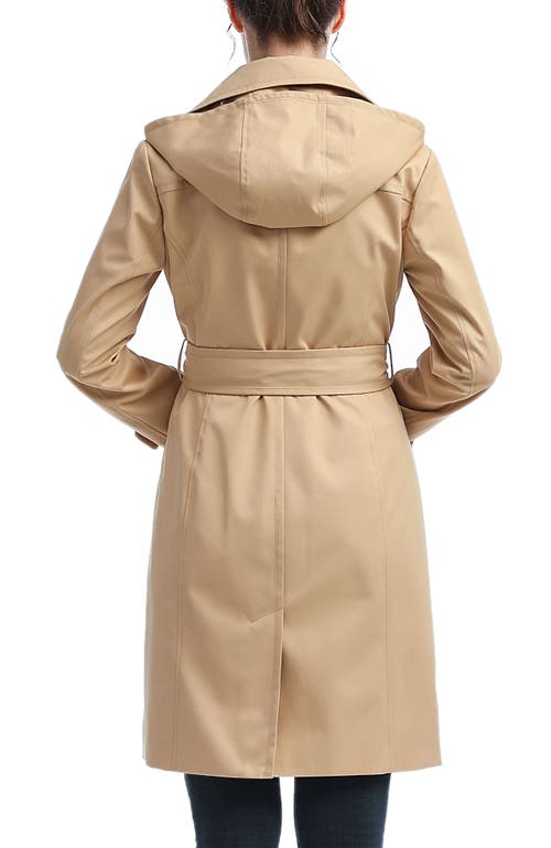 Kimi & Kai Adel Hooded Trench Coat In Nude