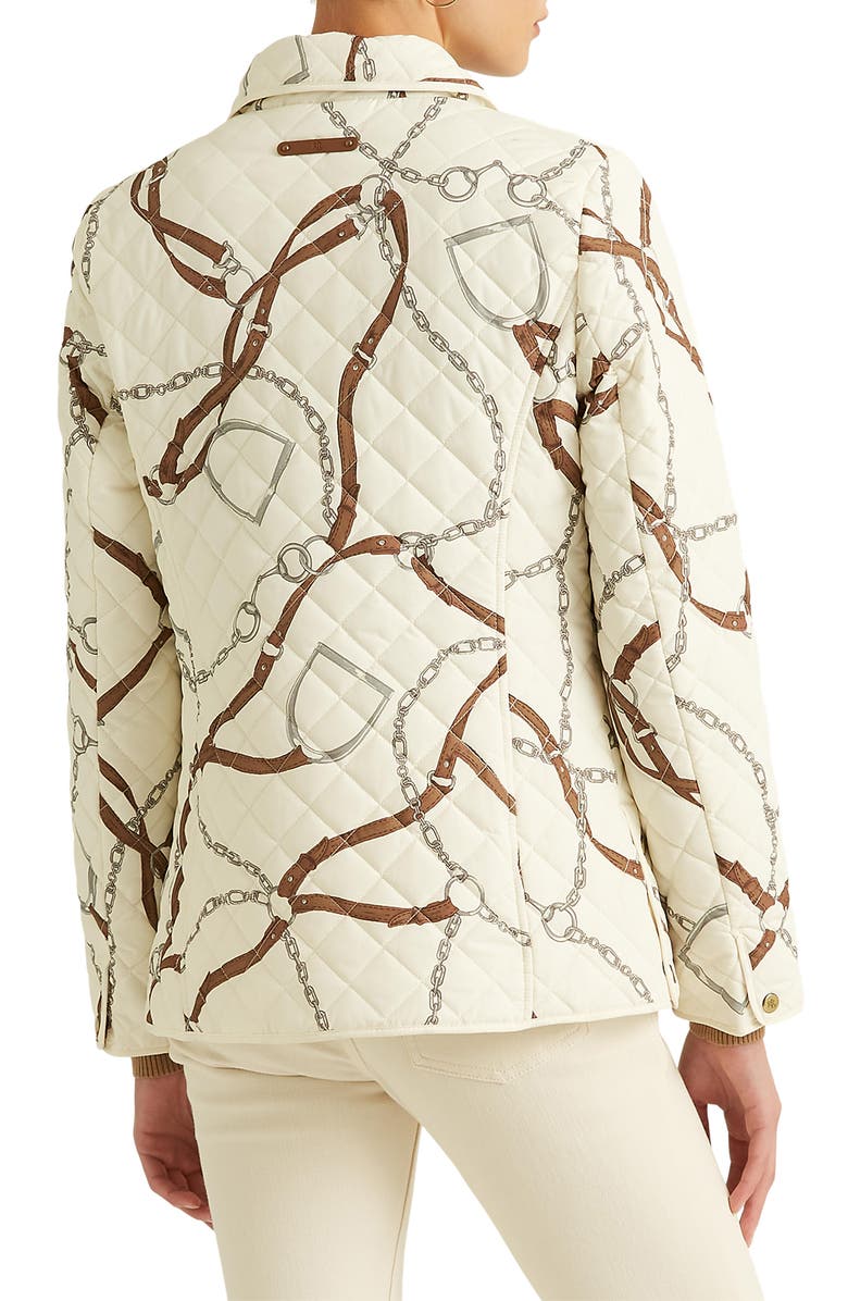 Lauren Ralph Lauren Equestrian Print Water Repellent Quilted Jacket, Alternate, color,