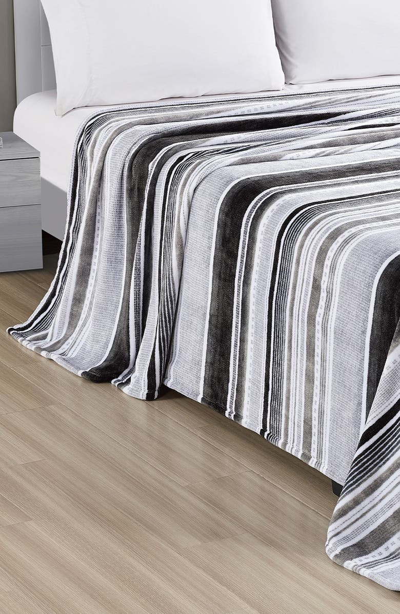 Luxury Home Stripe Fleece Throw Blanket, Alternate, color, Cole