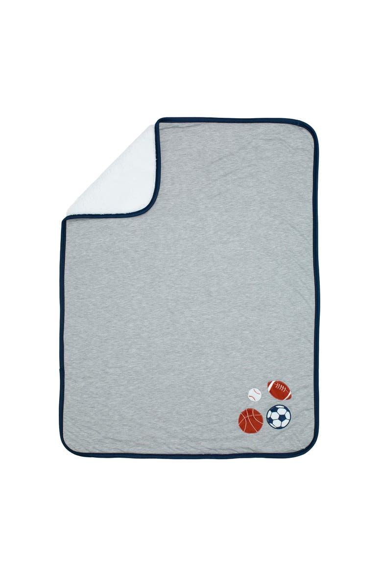 Hall of Fame Sports Jersey/Faux Shearling Cozy Baby Blanket, Alternate, color, Gray