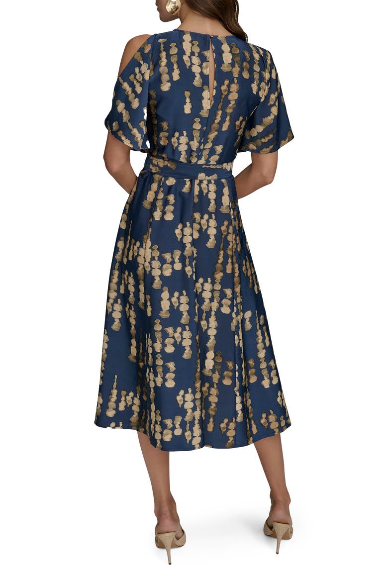 Abstract Print Cold Shoulder Midi Dress, Alternate, color, ECLIPSE MULTI