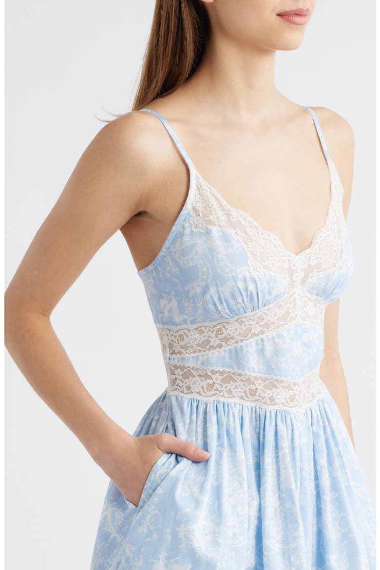 Ressie Lace Inset Cotton Mini Sundress, Alternate, color, BLUE COVE