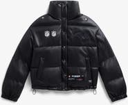 Off Season Women's  Black Denver Broncos Faux Leather Puffer Jacket
