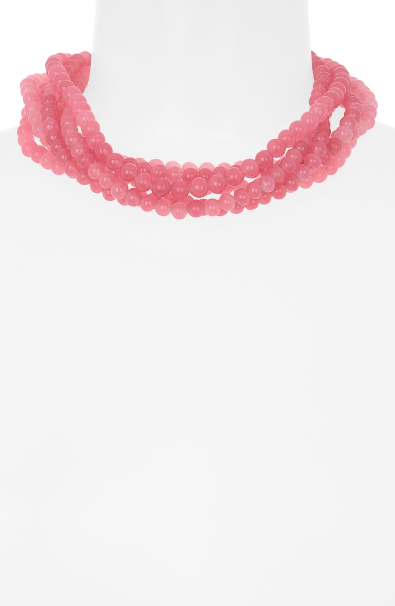 Kenneth Jay Lane Rose Quartz Beaded Multistrand Necklace, Alternate, color,